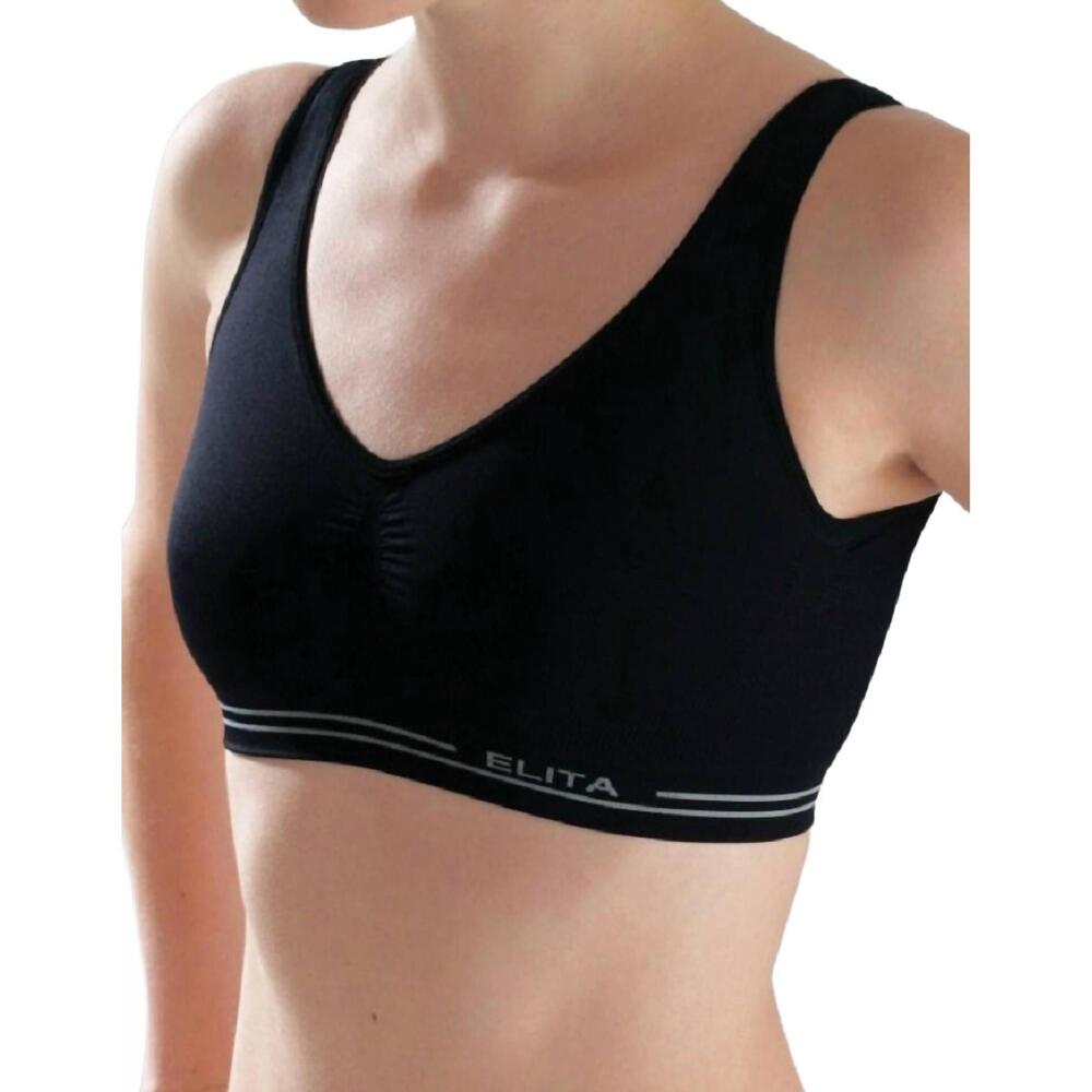 NEW ELITA signature seamless molded crop top bra in black